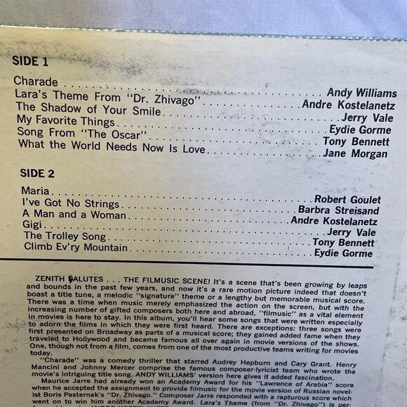 Zenith Salutes The Filmusic Scene (Vinyl) Columbia Special Products CSS 521 VG - Picture 4 of 8